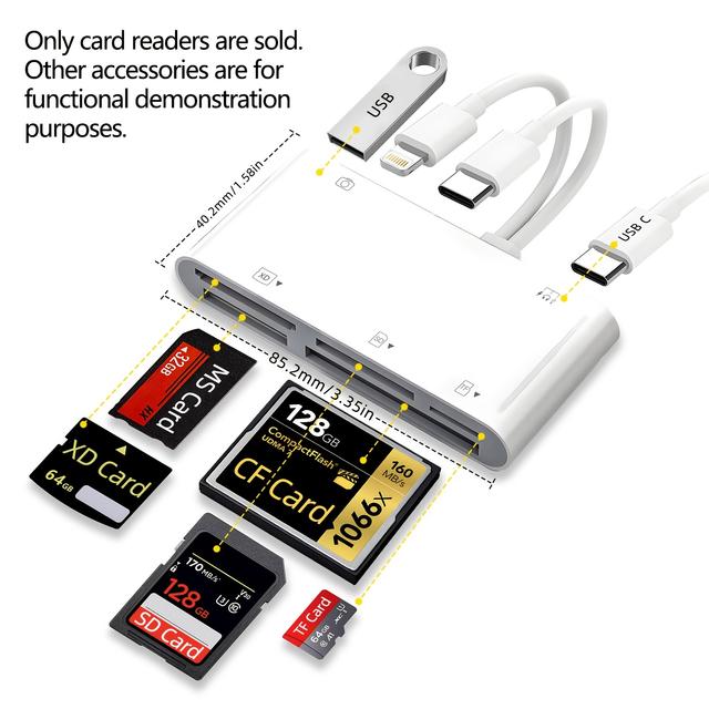 TEMU 9-in-1 Memory Card Reader, Usb Otg Adapter And Sd Card Reader, Suitable For Phone/pad, Usb-, With And Sd Card Slots, Supports Sd///sdxc/mmc, Xd, Ms, Cf, Tf, Sd, Usb Hard Drive Reader
