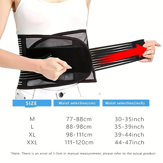 TEMU Lélegző deréktámasztó öv 7 támasztóval - csúszásmentes deréktámasz, mely alkalmas férfiaknak és nőknek is a munkahelyen - 32 lyukkal tervezve a maximális kényelem és légáteresztés érdekében