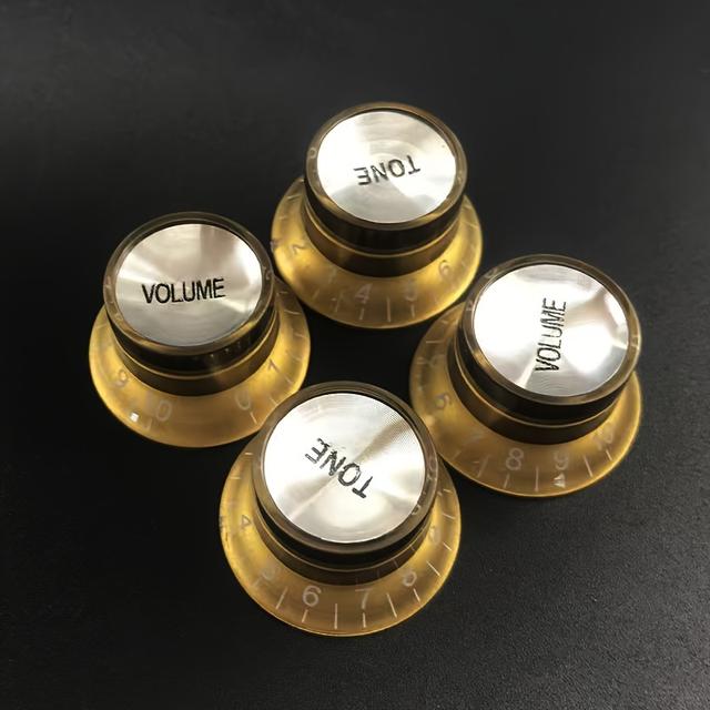 TEMU 1 Set Of 4 Guitar Knobs For Volume And Tone Control, Electric Guitar Knob Style, 6mm/18t Shaft Hole, Black Guitar Knob For Amplifier Electric Guitar
