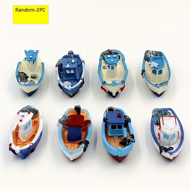 TEMU Set de Mini Barcos Pirata de Resina - de de Simulación para Micro Paisaje, Adiciones Decorativas de Artesanía, No Requiere Electricidad