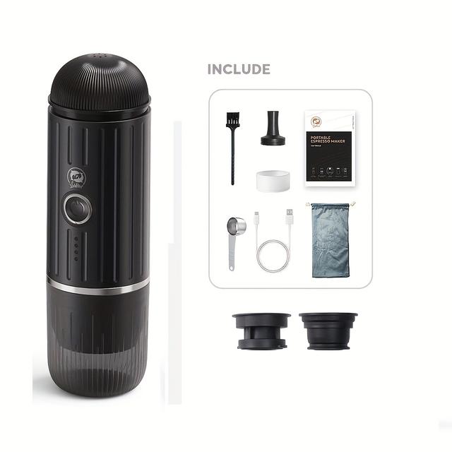 TEMU Cafetera Portátil Recargable de 7800mAh Compatible con Café en Polvo y Cápsulas Nespresso, Capacidad de 80ml, Ideal para Viajes y Exteriores