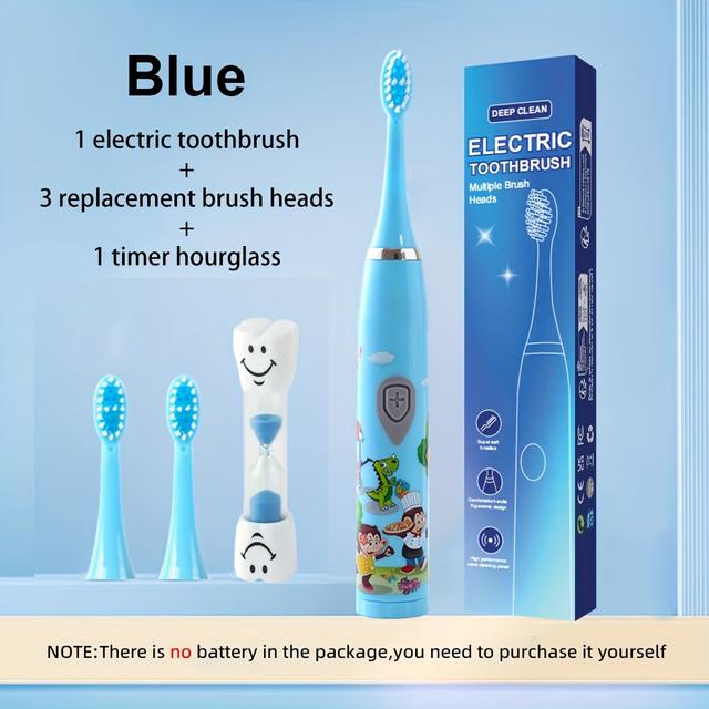 TEMU -operated Electric Toothbrush With 3 Replacement Brush Heads And Includes An Extra Timer Hourglass. Model N02.