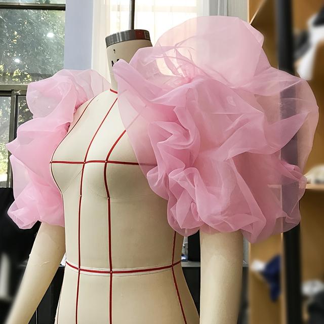 TEMU Niche Design Bubble Sleeve Organza Evening Gown -style Sleeves For A