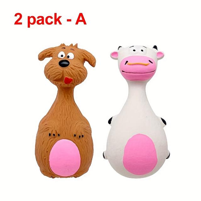 TEMU 2 шт. Пищалки Латексні Іграшки для Собак - Міцні для Жування та Гра на Кістках для Всіх Порід, Мультяшний Дизайн