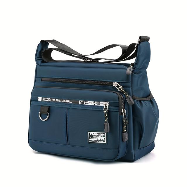 TEMU Document Bag - Neutral Square Bag For Men And Women, Single Shoulder Bag, Crossbody Bag, Multi-pocket, Casual, Commuter, Messenger Bag [zipper , Embroidered Letters Random]