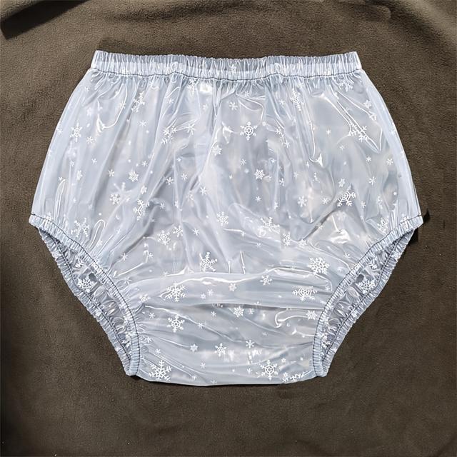 TEMU Adult Diaper Cover Plastic Leak-proof Shorts Elderly Care Underwear Cover Cover Transparent Snowflake Pattern
