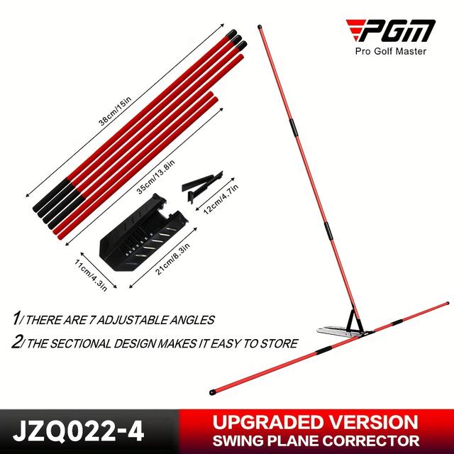 TEMU Pgm Golf Swing Plane Trainer - Adjustable Swing Path Corrector With Real-time , Portable For /outdoor Practice, Compatible With All Skill Levels (men &) - Swing Aid Angle Adjustment (red/green)