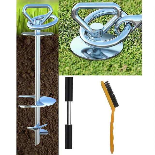 TEMU Heavy Duty Quality Dog Stake - Dog Tie Out Stake, Dog Stake Allows Dogs Up To 200 Lbs, Dog Stakes For Outside Beach, Camping, Yard, Dog Anchor | Use For Any Dog Tie Out Cable