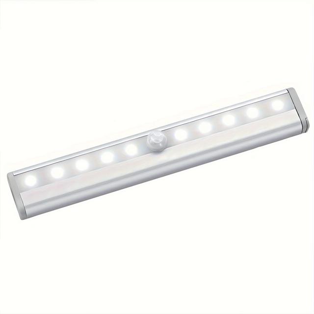 TEMU 3pcs Under Cabinet Lights, 10 Led Battery Operated Wireless Motion Sensor Light Indoor, Magnetic Dimmable Closet Lights, Wireless Under Counter Lights For Kitchen Stairs, In 1pc