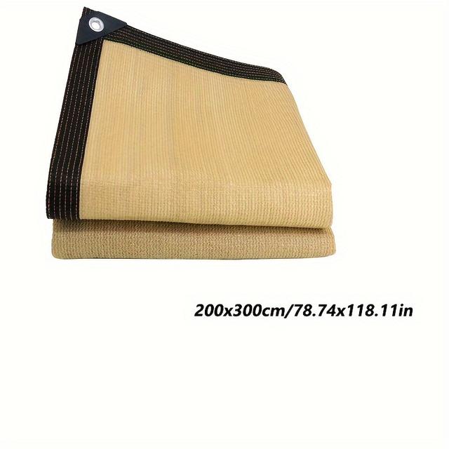 TEMU 야외 정원 및 발코니용 통기성 베이지색 선샤이드 네트 - 다용도, 방수 기능 없는 PE 원단, 사계절 내내 사용 가능