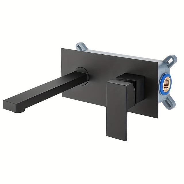 TEMU Pre-installed Wall-mounted Basin Faucet, Recessed Hot And Cold Water Bathroom Faucet With Ceramic Valve Core Single-handle Single-hole Design