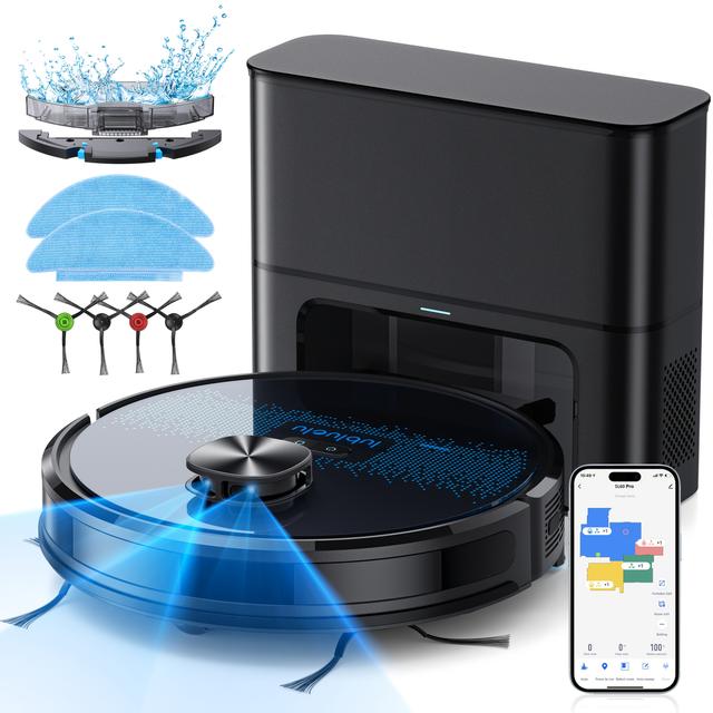 TEMU Lubluelu Sl60pro Robot Vacuum With Self-emptying Feature, 4500pa , Robot Vacuum And Mop Combination, Self-charging, 360° , 3-in-1 Robotic Vacuum Ideal For Pet Hair On Hard Floors And Carpets