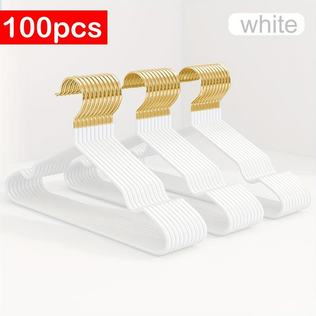 TEMU (sea Freight) 60/100pcs Golden Metal Clothes Hangers, Standard Hangers, Space Saving Standard Suit & Coat Hangers With Durable End, For Daily Home Use And Holiday Christmas Gifts