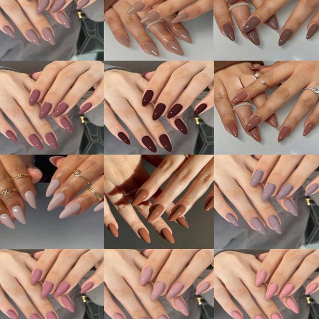 TEMU 288pcs Almond Nails-shaped Glossy Acrylic Press-on Nail Stickers | , , Suitable For Summer Manicure, Pink Nail Art, Ideal For Women & For Daily, Party And Other Occasions