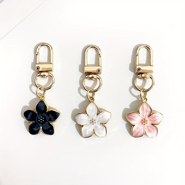 TEMU Set Of 3 Adorable Keychain Charms In Pink, White, And Black For Women's Bags