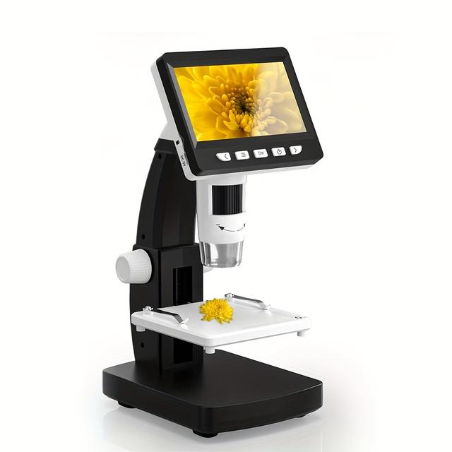 TEMU Hd Microscope Usb Charging Digital Microscope 4.3 Inch Ips Screen Microscope 8 Led Lights To Pc Microscope For Youths And