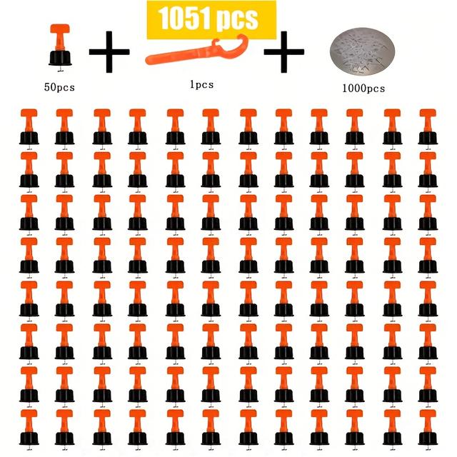 TEMU 126pcs/set, 536pcs/set, 1051pcs/set Reusable Tile Leveling System, Laying Leveler Gasket Tool, Positioning Pliers