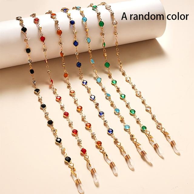 TEMU Cadena para gafas de cristal con pedrería de cristal de gama y a de color aleatorio, un accesorio versátil, adecuada para uso diario como colgante