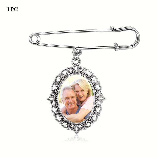 TEMU Customized Wedding Bouquet Photo Customized Picture Commemorative Brooch Wedding Gift Bridal/memory Loss Funeral Brooch Mother Father Men Women Gift