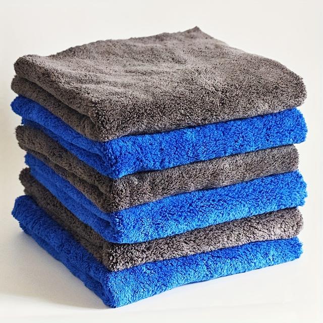 TEMU 6개입 두꺼운 무테 마이크로화이버 타월 – 초고흡수력 & 울트라 소프트 – 자동차 세차, 폴리싱 및 마무리에 이상적 – 린트 없는 청소용 천