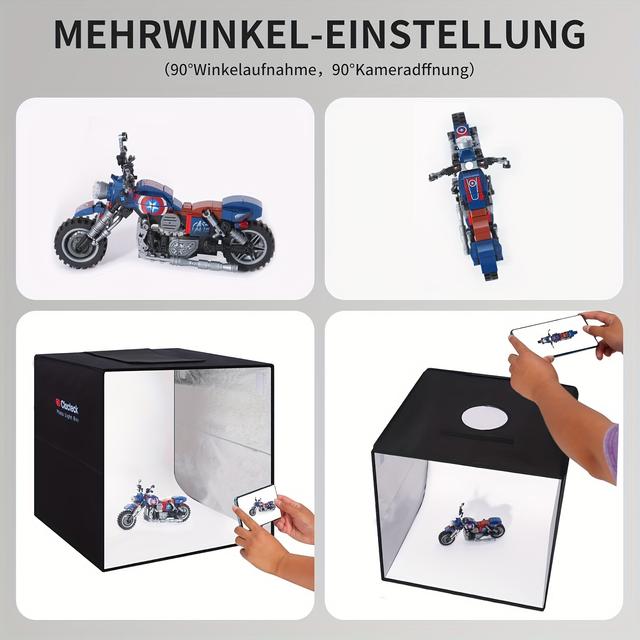 TEMU Fotóstúdió Fénydoboz, 10"x10" Fotósátor Készlet, 88 LED Fény, 3 Beállítható Színhőmérséklet, CRI>90, 6 Fotó Háttér, Oldalsó Szín Háttérrel, Kis Termékek Háttérfotózásához Ideális