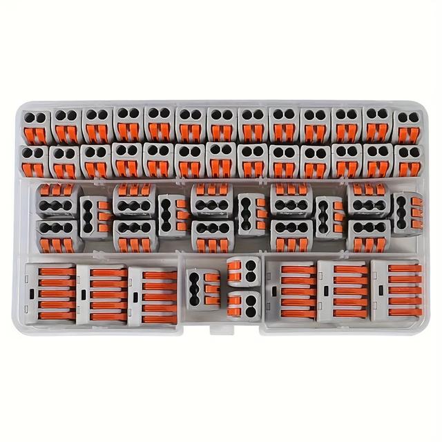 TEMU 50pcs Lever Wire Connectors Kit 28-12 Awg, 2/3/5 Conductor Combination Compact, Electrical Insulated Terminals, Quick Disconnect Compact Splicing Connectors With No Battery Required