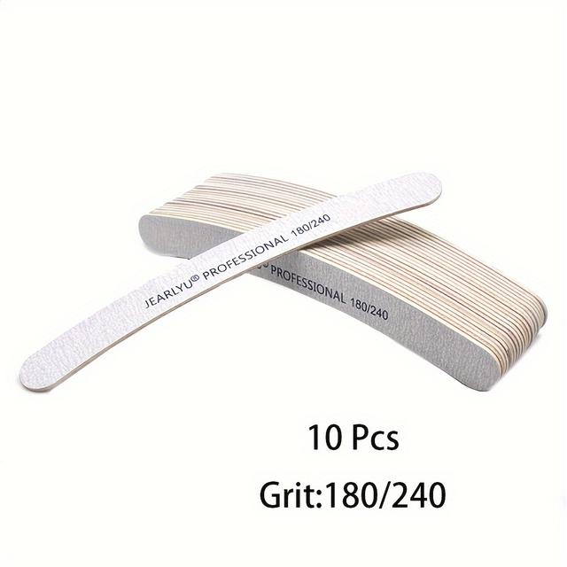 TEMU 10pcs/lot Double Sided Grey Sandpaper Printing Nail File Block Banana Wooden Nails Polishing Pedicure Grit 100/180/240 Suitable Professional/personal