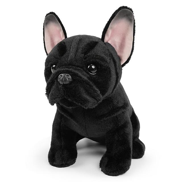 TEMU Realistic French Bulldog Plush Toy With Fluffy Ears & Big Eyes - Soft Stuffed Dog Doll Suitable For & Collectors, Cuddly Companion Gift
