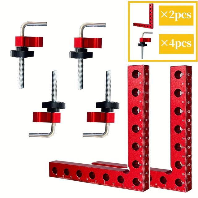 TEMU 2-sets(14pcs Accessory)90 Degree Right Angle Corner Clamp For Woodworking, Premium Aluminum Alloy 5.5"x5.5" Squares For & Clamping, Ideal For Picture Frame, Box, Cabinets, Drawers