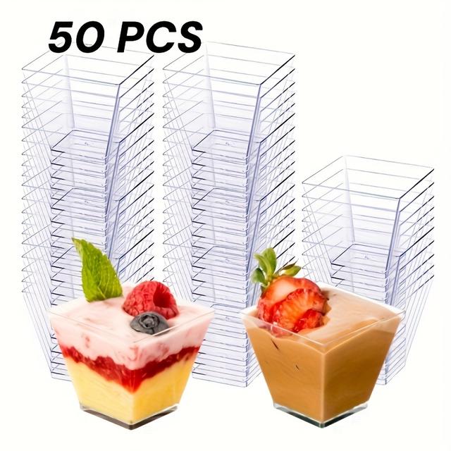 TEMU Of 50 Or 25 Reusable Mini Trapezoidal Cups, Perfect For Serving Appetizers And Desserts At Any Occasion