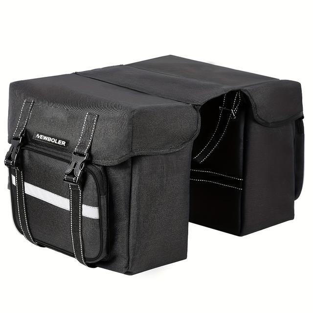 TEMU Bike Double Pannier Bag With Rain Cover, 25l Large Capacity Waterproof Bicycle Rear Seat Panniers Pack With Reflective