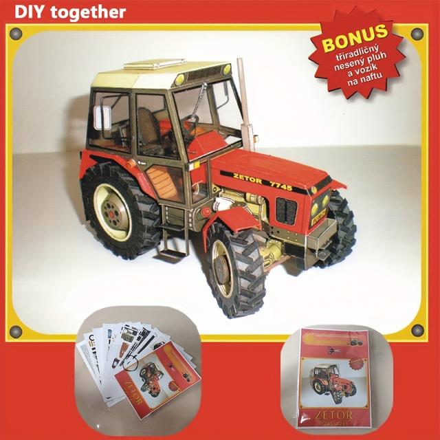 TEMU Diy 1:32 Scale Czech Zetor Tractor Paper Model Kit - Vintage Style, Craft Your Own, Home Decor, Hobbyists & Collectors