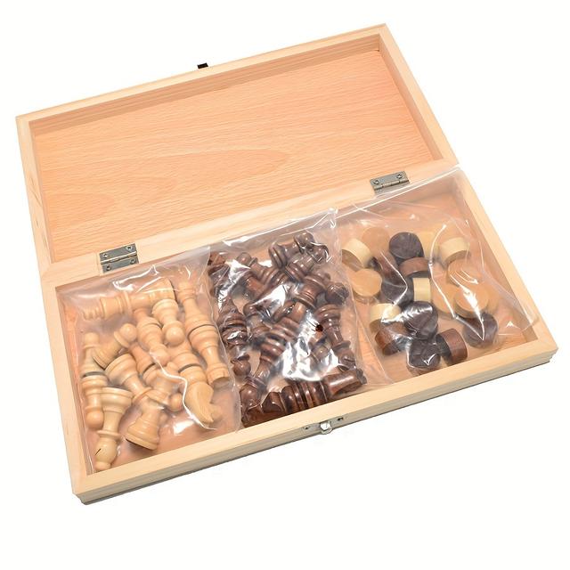 TEMU Een 39 cm houten tweede-in-een opvouwbare - en damspelbord met magnetische stukken