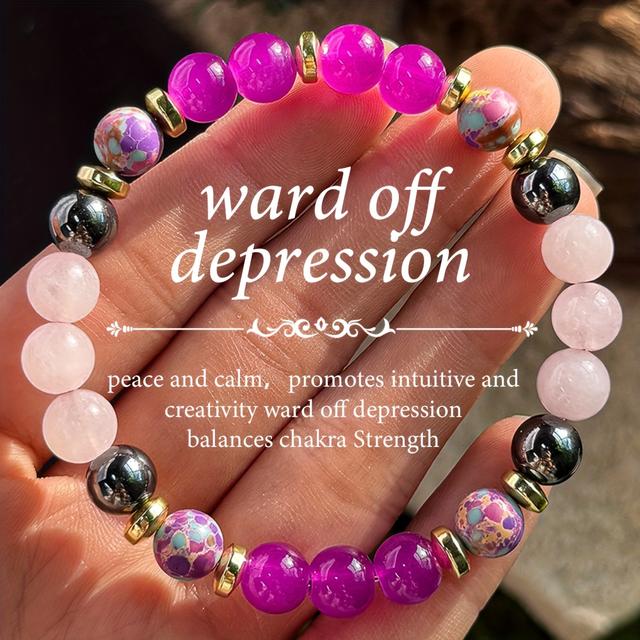 TEMU 1pc/ Strength Wristband, Handcrafted Beaded Gemstone Accessory, Nature Aid For Peace And , Enhances And , Gift-