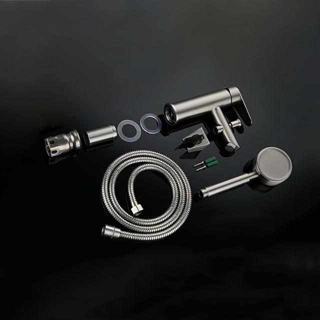 TEMU Robinet de lavabo en acier inoxydable à poignée unique, mélangeur d'eau froide et chaude, robinet de baignoire avec ensemble de douche