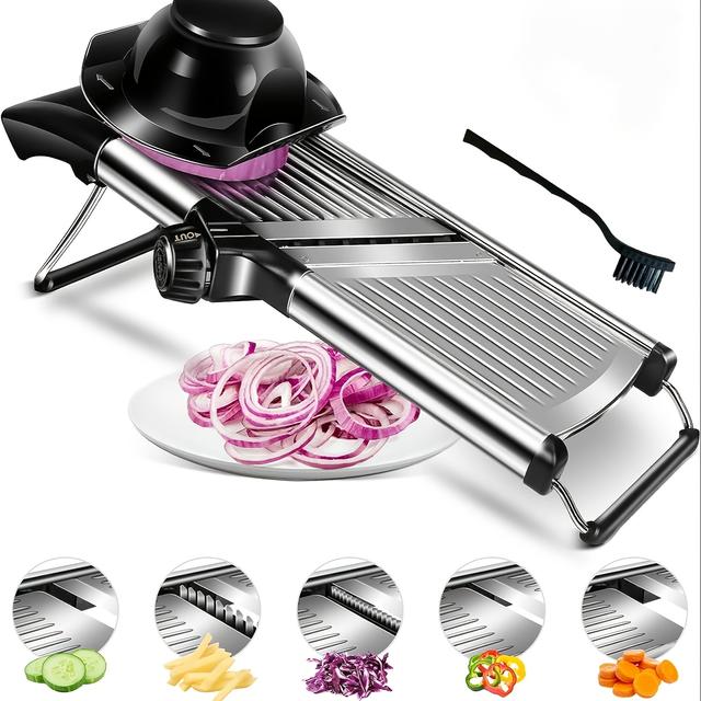 TEMU A Stainless Steel Vegetable And French Fry Slicer With 5 Adjustable Blade Sizes, A Professional Mandoline Slicer, And An Onion Grater For Kitchen Additions