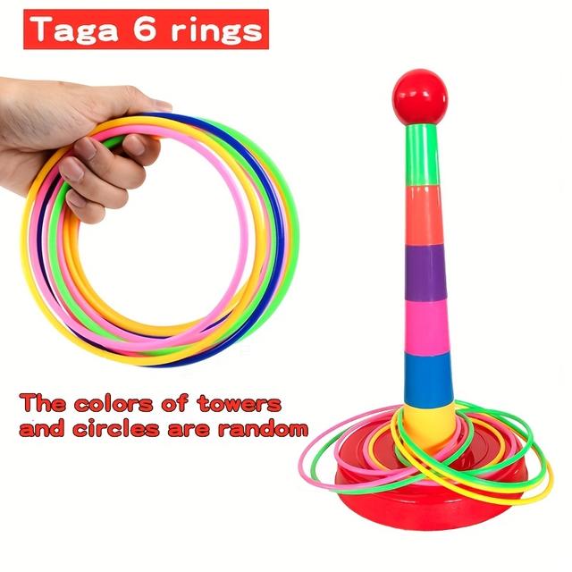 TEMU Kids Outdoor And Indoor Ring Tossing Game, Throwing Ring Toy, Interactive Indoor/outdoor Toy With Vibrant Rings, Sports Set For Parties, Outdoor, And Educational Ring Competition For Preschoolers