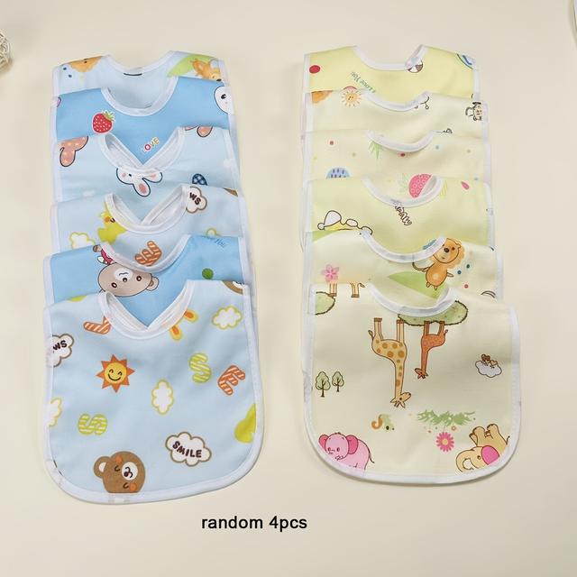 TEMU 4/6pcs Set Random Styles Children's Bibs Cartoon Newborn Drool Cloth U-shaped Feeding Pouch For Boys And Girls