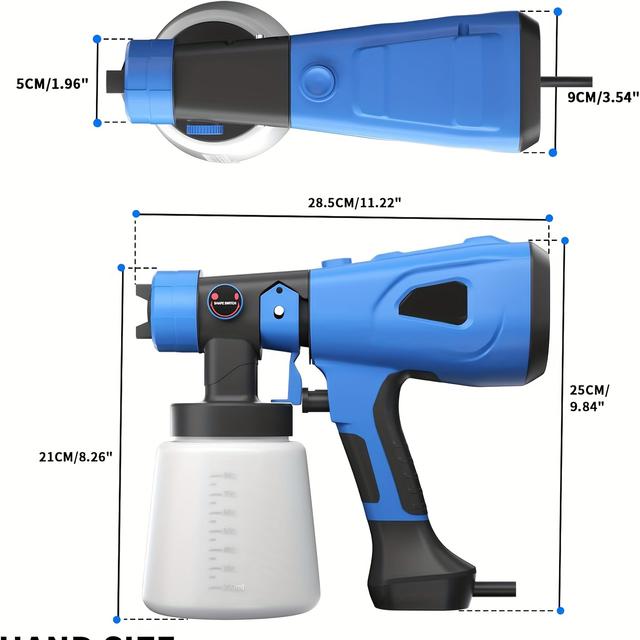TEMU Electric Paint Sprayer, Fence Paint Sprayer, Handheld Paint Sprayers, Spray , 3 Spray Patterns & 3 Copper Nozzle & Detachable