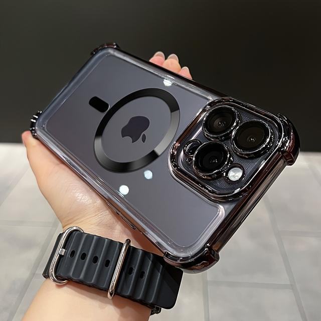 TEMU Phone Case - 3pcs [1 Phone Cover With 2 Protectors] Designed For Shockproof Plating For Iphone 16, 15, 14, 13, 12, 11 Pro . Magnetic Cases Available For Iphone 16 Pro Max