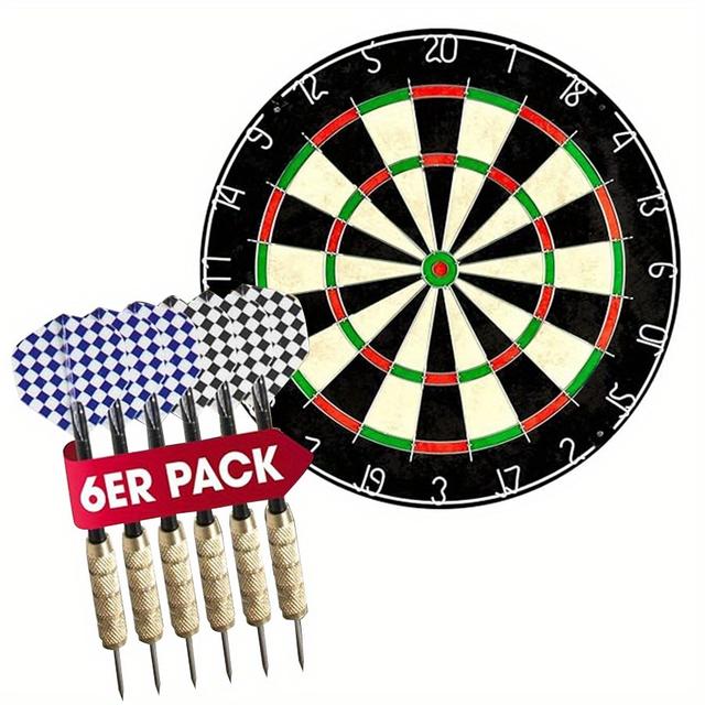 TEMU Professional Dartboard, 3.6kg, 45.7cm/18in, Metal And Sisal Construction, Contains 6 Steel Tip Darts, Perfect For Competitive Games, Tournaments, Outdoor Events, Festivals And Entertainment.
