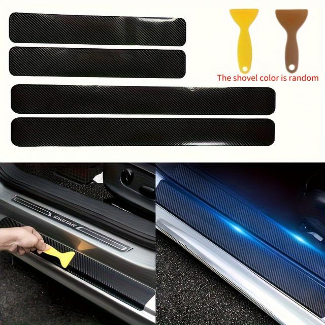 TEMU 5db Szénszálas Autóküszöb Védők - Karcolás és Szennyeződés elleni Védelem, Festék Védő Matricák Lökhárítókhoz és Motorfedelekhez, Alapvető Autó Kiegészítők