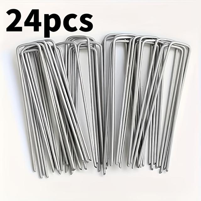 TEMU 24 / 35 / 42 Nagy teherbírású U-alakú kerti karók, kerti talajtakaró rögzítő fém szögek, nagy teherbírású U-alakú kerti karók kerítéshez, gyephez, univerzális