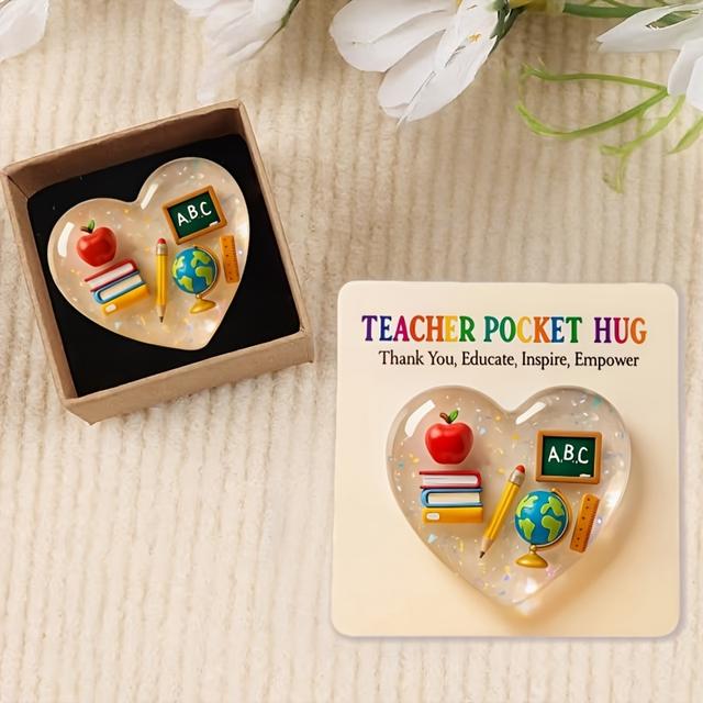 TEMU Heart-shaped Teacher Appreciation Tokens | Inspirational Acrylic And Paper Greeting Cards For Thanksgiving, Ideal For Classroom And Home Decor