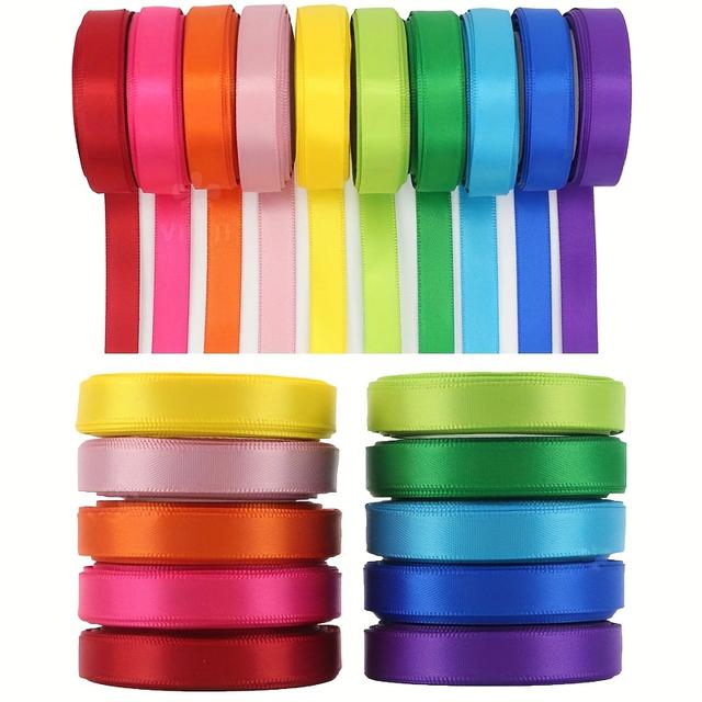 TEMU 20 Colors Pastel Assorted Satin Ribbon Ribbon 3/8 Inch X 50 Yards, 1cm X 50 Yards For Crafts, Gift Wrapping, Party Decoration, Handmade Hair Additions