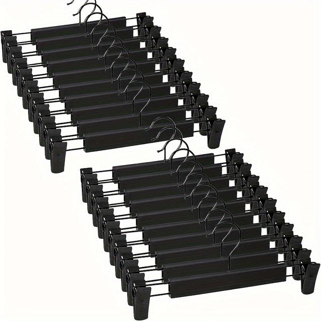 TEMU (Zestaw 20 szt.) Antypoślizgowe regulowane wieszaki na spodnie z obrotowym haczykiem 360 stopni, klipsy do suszenia