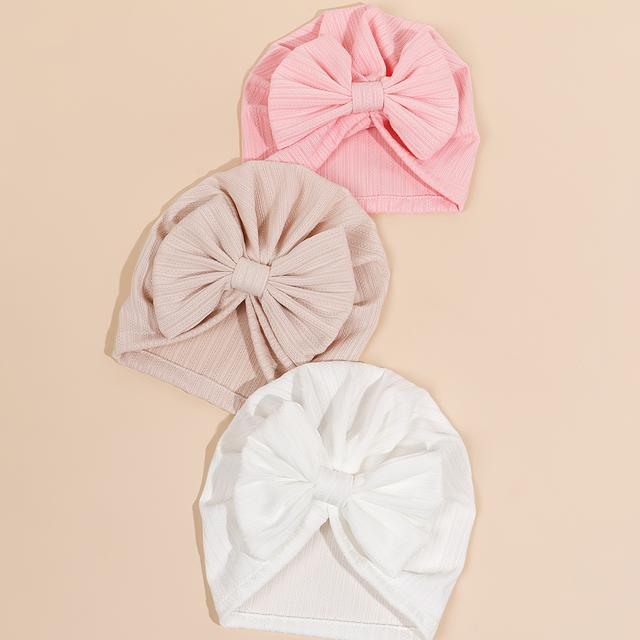 TEMU 3 db egyszínű csíkos szövet masnis sapka, puha és légáteresztő, ideális mindennapi melegítéshez, újszülött fejdísz, egész évszakos stílus