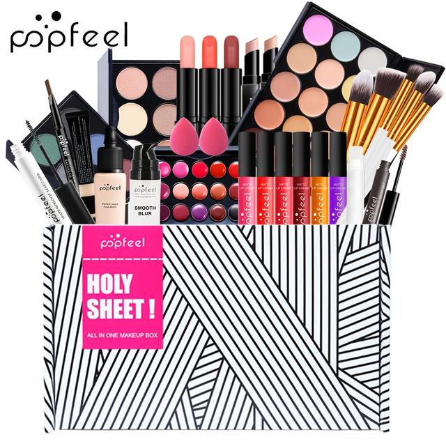 TEMU [christmas Present] Spring And Summer New Makeup Gift Box Set, Including Eyeshadow & & Foundation & Lipstick & Mascara & Eyebrow Pencil And Makeup Brush And Other Makeup All The Makeup And Tools