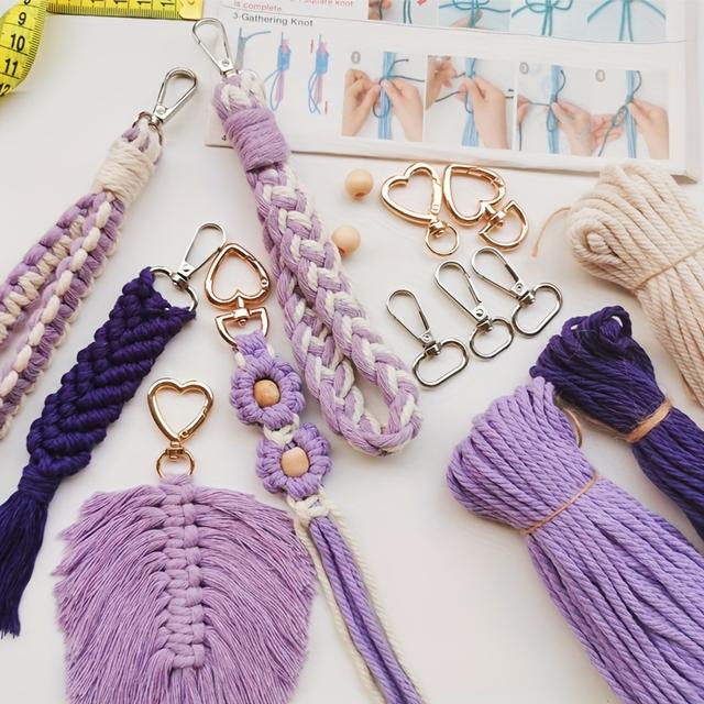 TEMU 5pcs Macrame Keychain Kit, Diy Crafting Supplies With Beginner Tutorial, Woven Bag Charm, Car Case Accessory, Fun Handmade Gift.