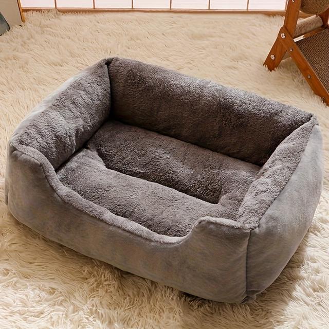 TEMU Neues quadratisches Plüsch-Haustierbett für Hunde und Katzen, geeignet für kleine bis mittelgroße Haustiere.